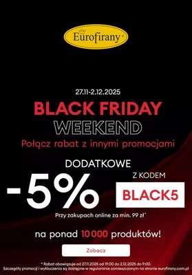 Eurofirany - gazetka promocyjna Dodatkowe -5% z kodem od piątku 28.11 do wtorku 02.12