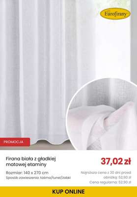 Firana biała z gładkiej matowej etaminy