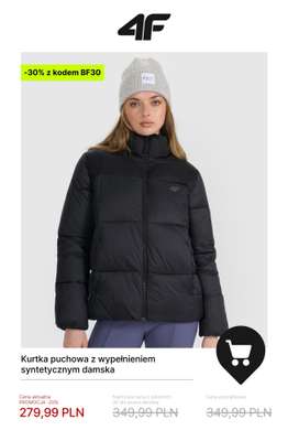 Kurtka puchowa z wypełnieniem syntetycznym damska - czarna