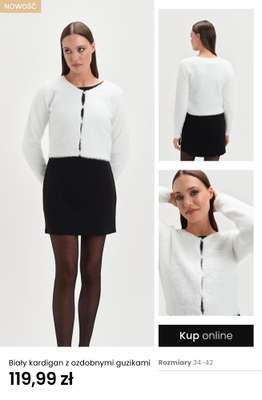 Biały kardigan z ozdobnymi guzikami