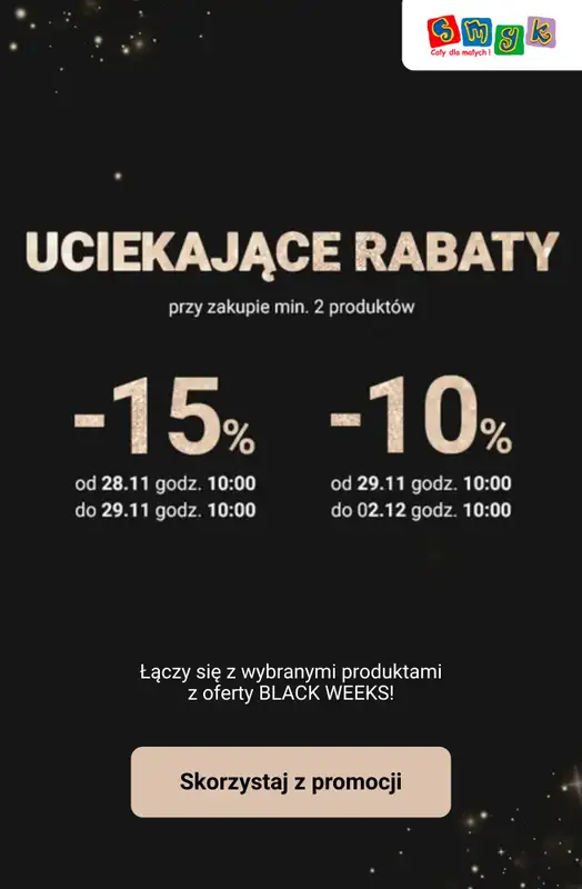 Smyk - gazetka promocyjna Uciekające rabaty! od piątku 28.11 do wtorku 02.12