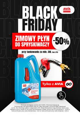AVIA Stacje Paliw - gazetka promocyjna Plakat Black Friday od piątku 28.11 do niedzieli 30.11