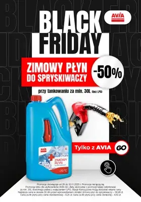 AVIA Stacje Paliw - gazetka promocyjna Plakat Black Friday od piątku 28.11 do niedzieli 30.11