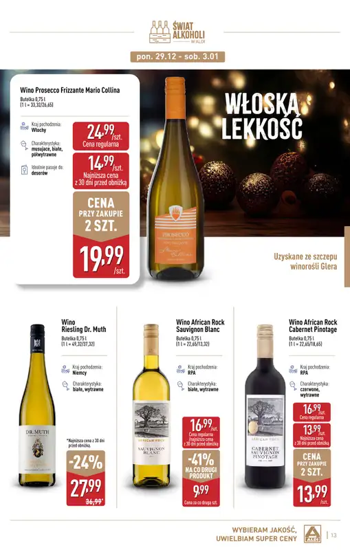 Aldi - gazetka promocyjna Świat alkoholi w Aldi od poniedziałku 01.12 do soboty 03.01 - strona 13