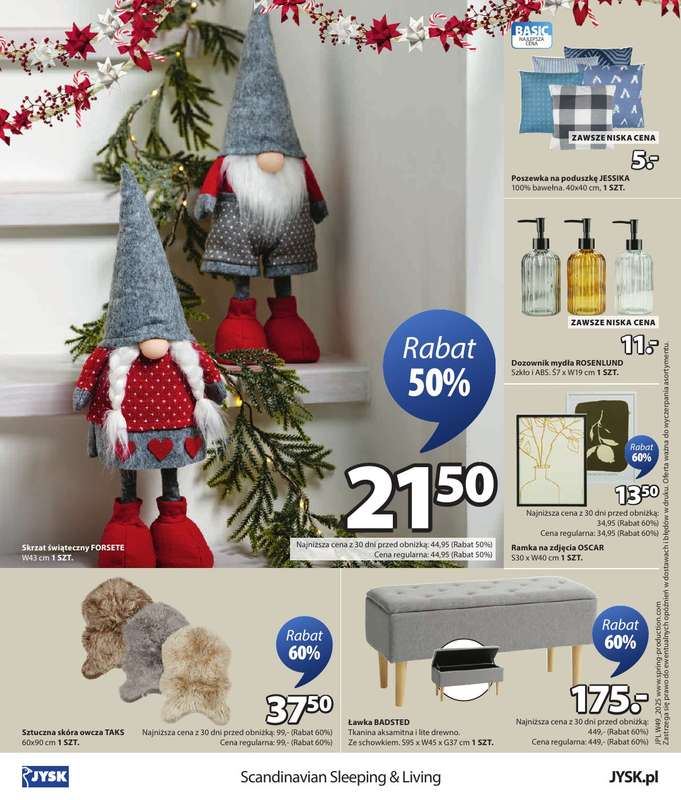 Jysk - gazetka promocyjna Fantastyczne oferty świąteczne, Rabat do 60% od poniedziałku 01.12 do niedzieli 21.12 - strona 12