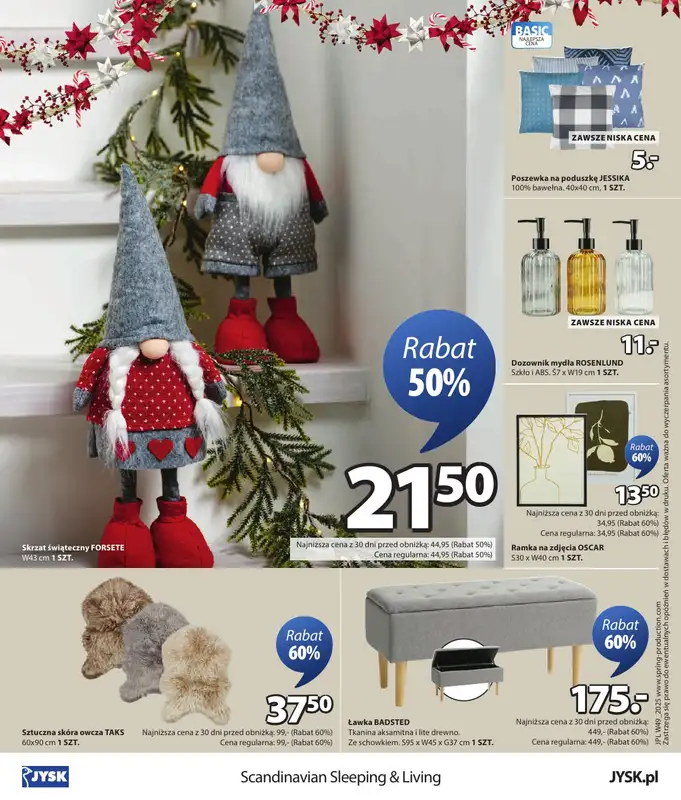 Jysk - gazetka promocyjna Fantastyczne oferty świąteczne, Rabat do 60% od poniedziałku 01.12 do niedzieli 21.12 - strona 12