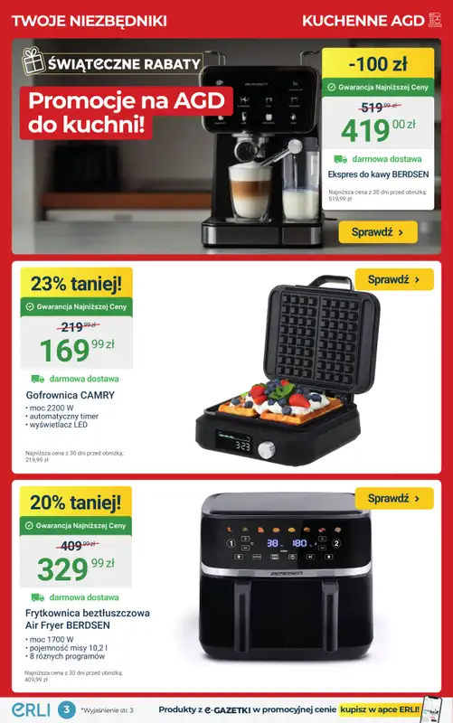 Erli - gazetka promocyjna Świąteczne Rabaty – Niezbędny sprzęt i meble do domu! od poniedziałku 01.12 do niedzieli 07.12 - strona 3