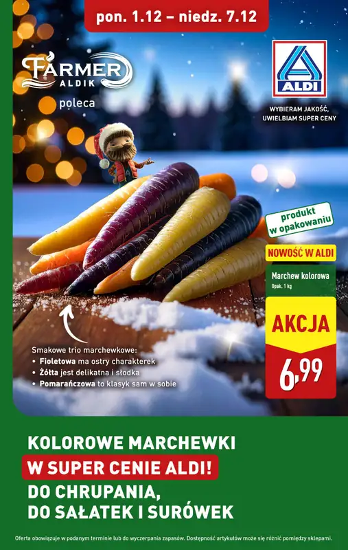 Aldi - gazetka promocyjna Kolorowe marchewki w super cenie Aldi!  