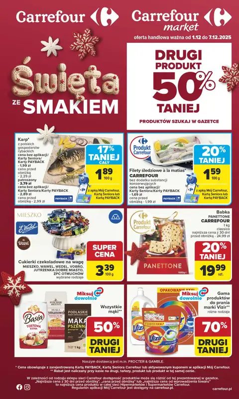 Carrefour Market - gazetka promocyjna Gazetka Carrefour Market od poniedziałku od poniedziałku 01.12 do niedzieli 07.12