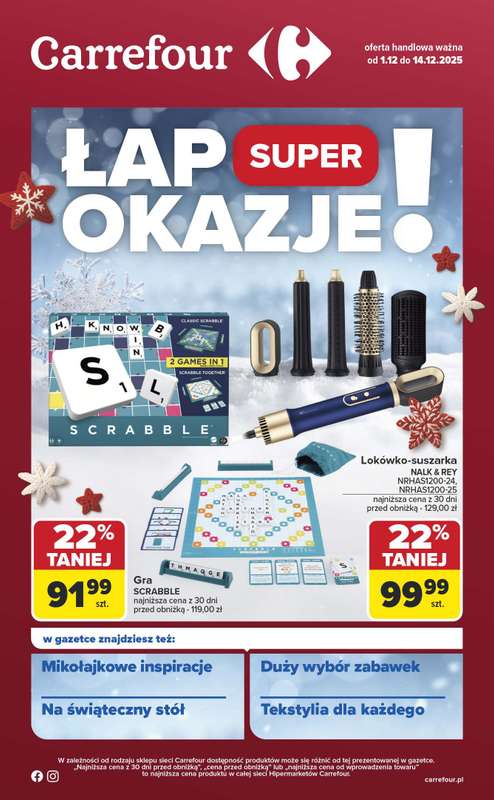 Carrefour - gazetka promocyjna Gazetka Łap super okazje od poniedziałku od poniedziałku 01.12 do niedzieli 14.12