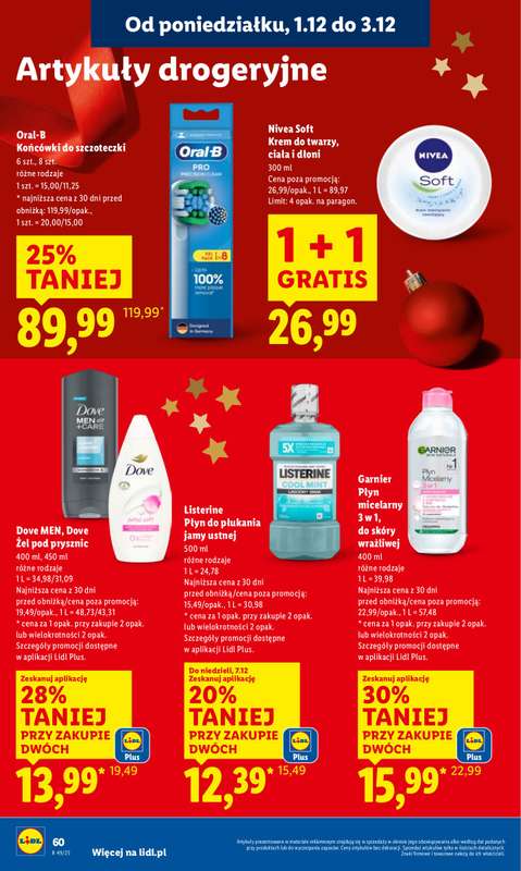 Lidl - gazetka promocyjna Oferta od poniedziałku od poniedziałku 01.12 do środy 03.12 - strona 62