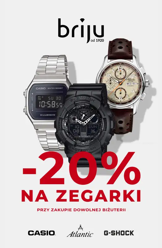 Prezenty - gazetka promocyjna Briju | -20% na zegarki od niedzieli 30.11 do środy 31.12