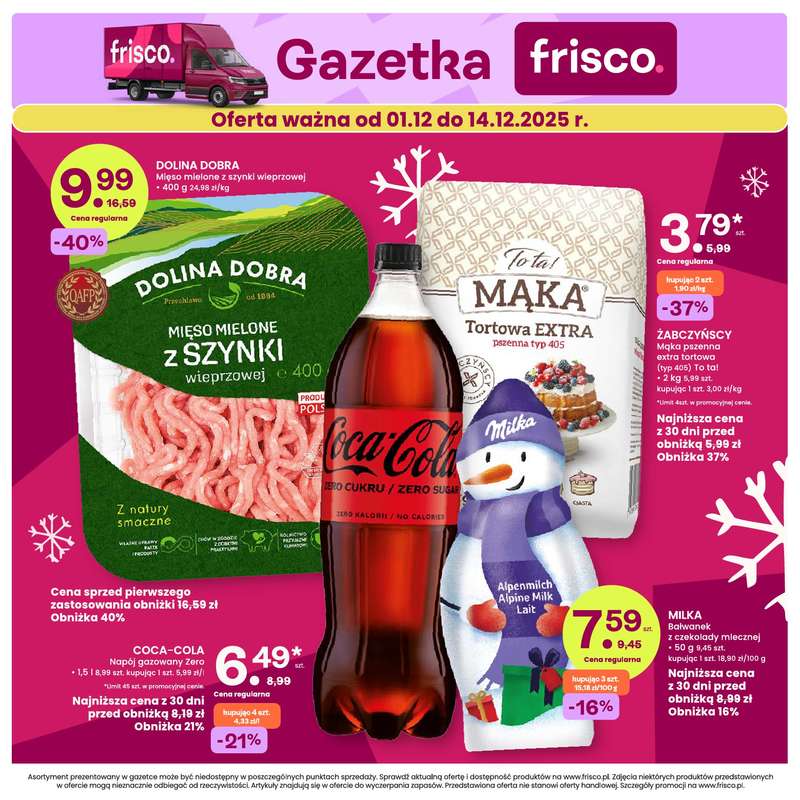 Frisco - gazetka promocyjna Gazetka od poniedziałku 01.12 do niedzieli 14.12