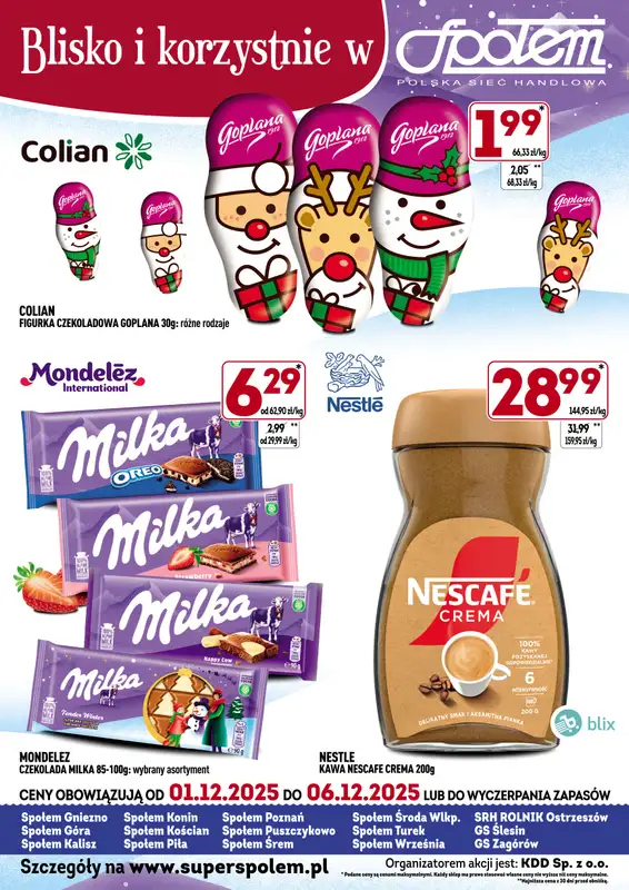 Społem - Blisko i Korzystnie - gazetka promocyjna Blisko i korzystnie w Społem od poniedziałku 01.12 do soboty 06.12