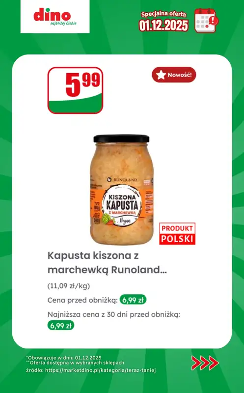 Dino - gazetka promocyjna Specjalna oferta na 01.12.2025 - promocje spoza gazetki od poniedziałku 01.12 do poniedziałku 01.12 - strona 6