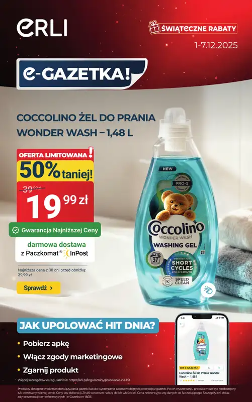 Erli - gazetka promocyjna Upoluj HIT dnia! od poniedziałku 01.12 do niedzieli 07.12