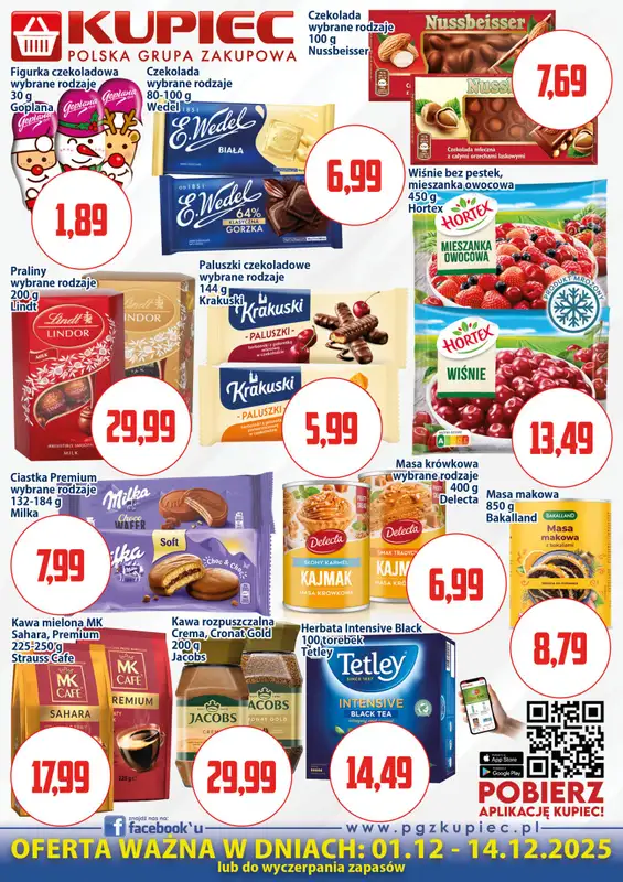 Kupiec - gazetka promocyjna Oferta plakatowa od poniedziałku 01.12 do niedzieli 14.12