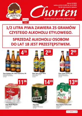 Chorten - gazetka promocyjna Plakat piwny Warmia, Mazury, Kujawsko-Pomorskie od czwartku 04.12 do niedzieli 14.12