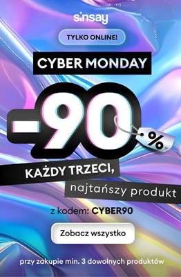Sinsay - gazetka promocyjna CYBER MONDAY! -90% na KAŻDY trzeci, najtańszy produkt od poniedziałku 01.12 do poniedziałku 01.12