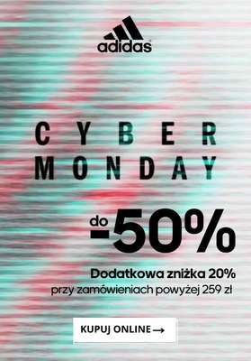 BLACK FRIDAY - gazetka promocyjna Adidas | Do -50% na Cyber Monday, -20% za min. 259 zł od poniedziałku 01.12 do poniedziałku 01.12