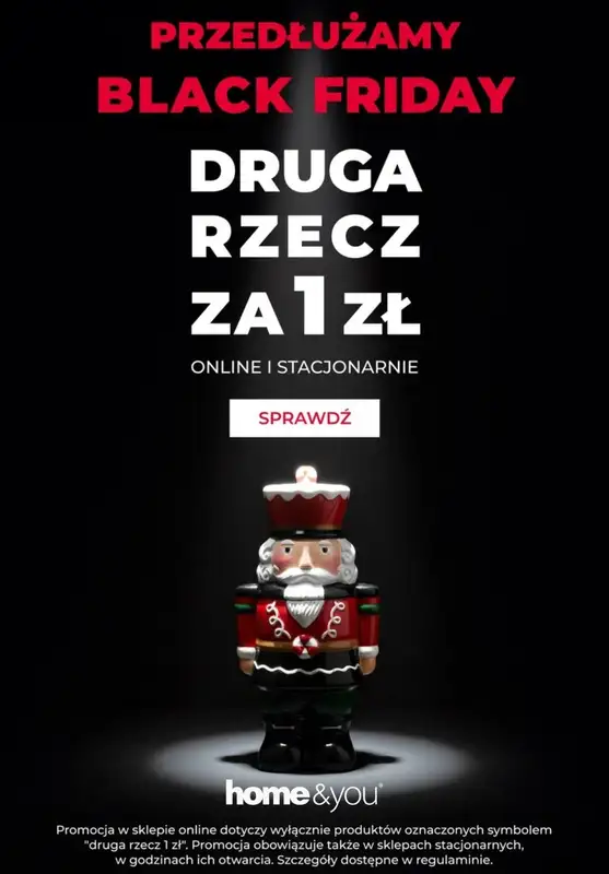 home&you - gazetka promocyjna Druga rzecz 1 zł od poniedziałku 01.12 do wtorku 02.12