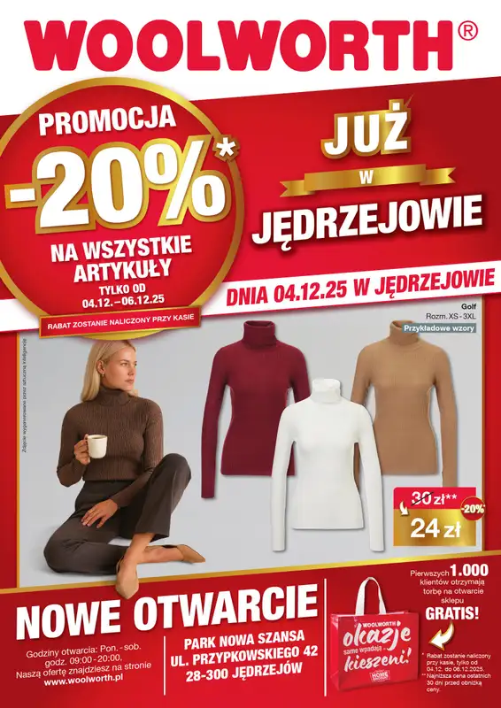 Woolworth - gazetka promocyjna WIELKIE OTWARCIE! JĘDRZEJÓW, Park Nowa Szansa, ul. Przypkowskiego 42 od czwartku 04.12 do soboty 06.12