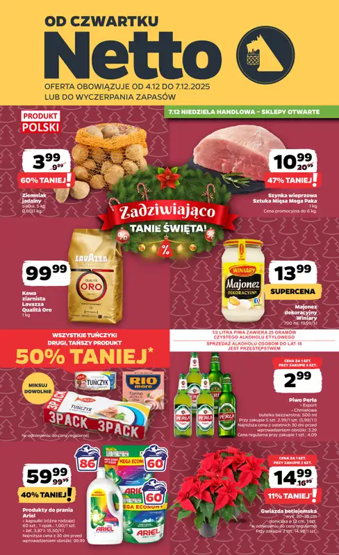 Netto - gazetka promocyjna Gazetka Spożywcza od czwartku 04.12 do niedzieli 07.12