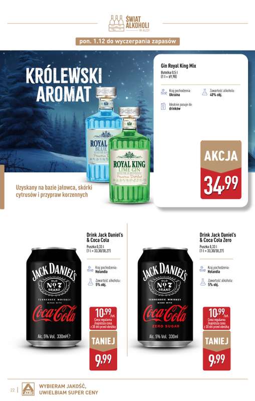 Aldi - gazetka promocyjna Świat alkoholi w Aldi od poniedziałku 01.12 do soboty 03.01 - strona 22
