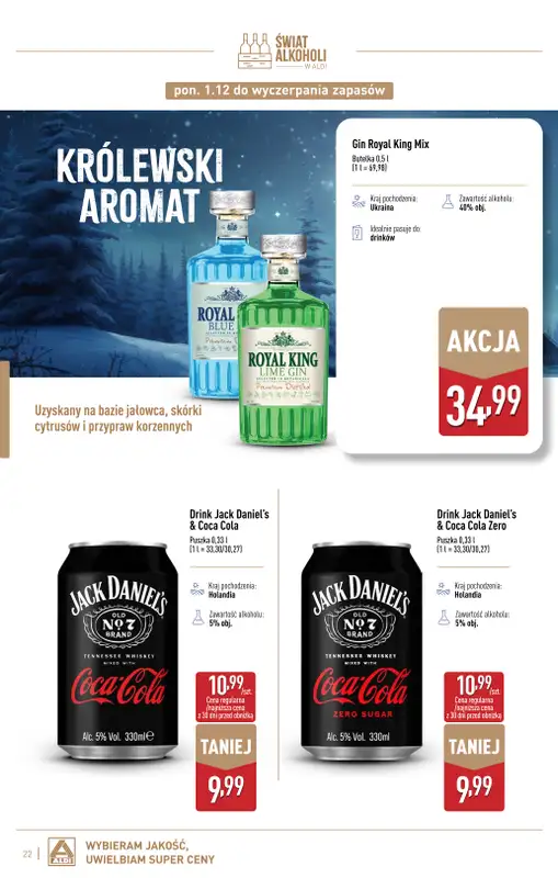 Aldi - gazetka promocyjna Świat alkoholi w Aldi od poniedziałku 01.12 do soboty 03.01 - strona 22