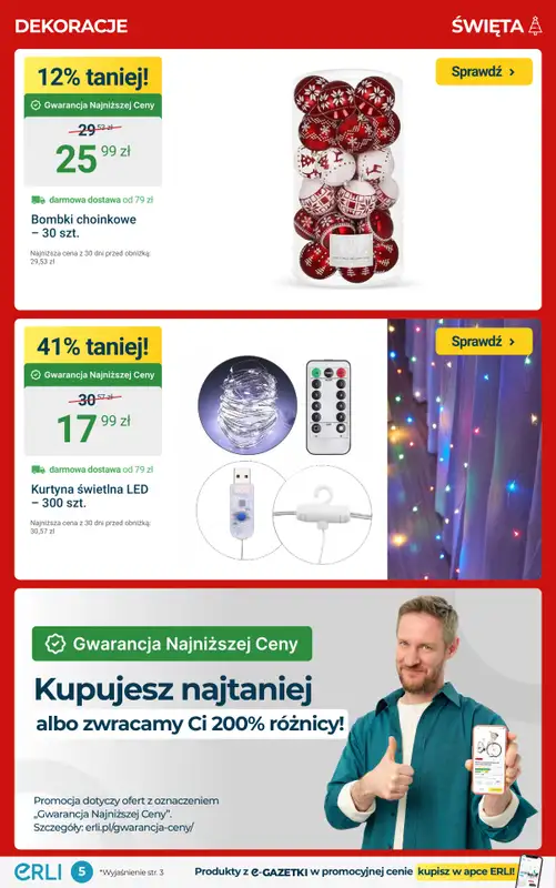 Erli - gazetka promocyjna TOP OKAZJE - Stwórz świąteczny klimat w domu! od piątku 05.12 do niedzieli 07.12 - strona 5