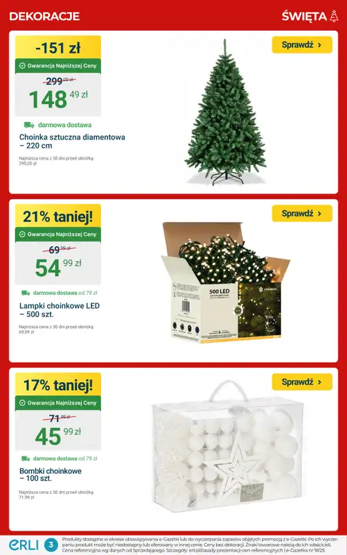 Erli - gazetka promocyjna TOP OKAZJE - Stwórz świąteczny klimat w domu! od piątku 05.12 do niedzieli 07.12 - strona 3