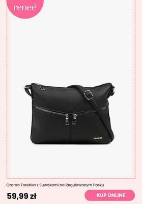 Czarna Torebka z Suwakami na Regulowanym Pasku