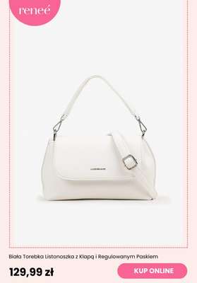 Biała Torebka Listonoszka z Klapą i Regulowanym Paskiem