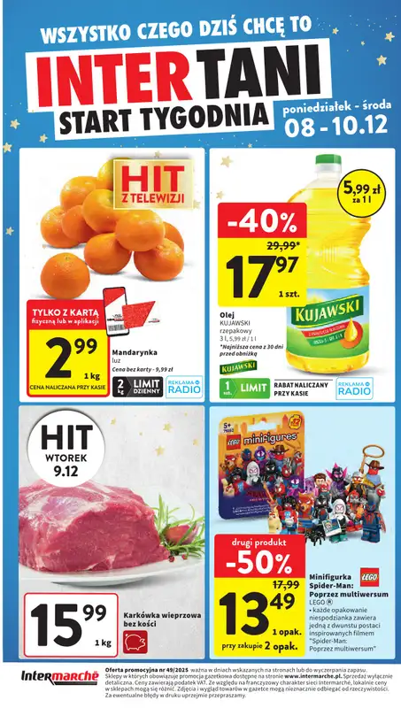 Intermarche - gazetka promocyjna Intertani start tygodnia od poniedziałku 08.12 do środy 10.12