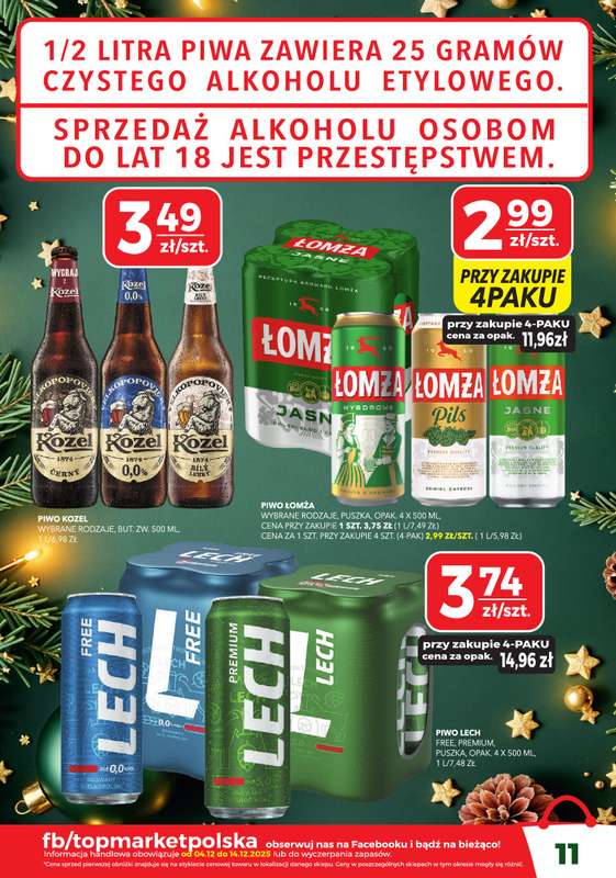 Top Market - gazetka promocyjna Gazetka od czwartku 04.12 do niedzieli 14.12 - strona 11