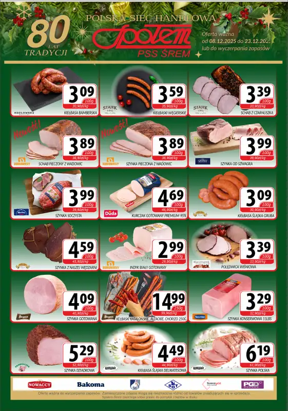 Społem - Blisko i Korzystnie - gazetka promocyjna Gazetka PSS Śrem od poniedziałku 08.12 do wtorku 23.12