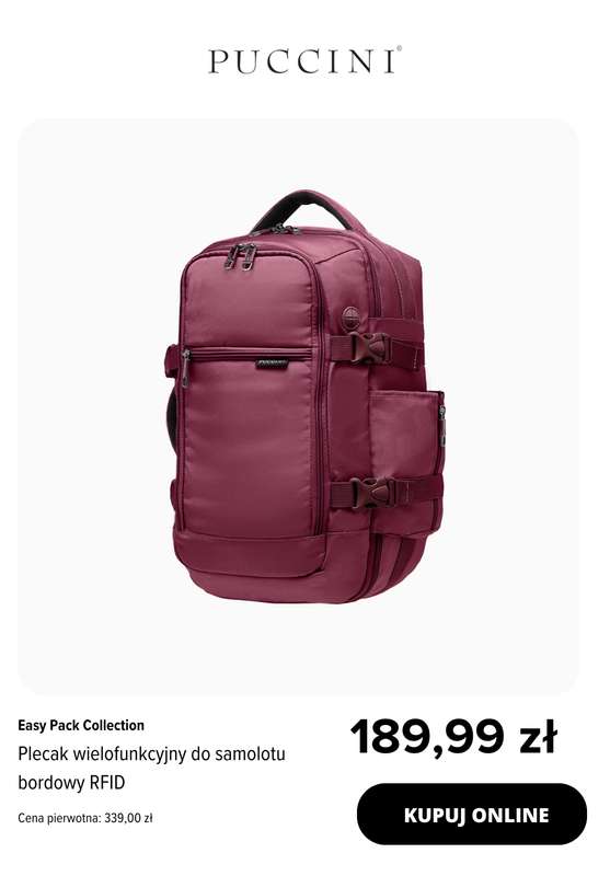 BEST SALE - gazetka promocyjna Puccini | Plecaki do samolotu -25% na drugi, tańszy produkt od wtorku 02.12 do poniedziałku 22.12 - strona 9