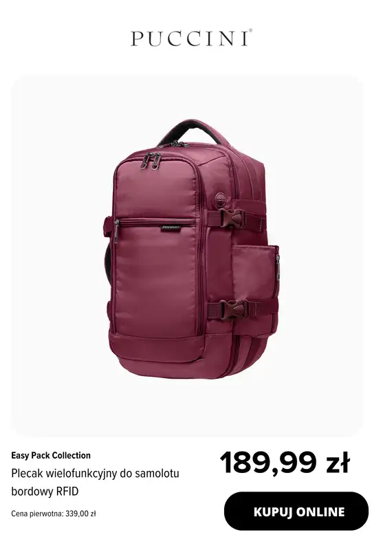 BEST SALE - gazetka promocyjna Puccini | Plecaki do samolotu -25% na drugi, tańszy produkt od wtorku 02.12 do poniedziałku 22.12 - strona 9