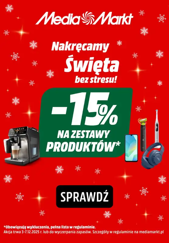 Media Markt - gazetka promocyjna -15% na zestawy produktów od środy 03.12 do środy 17.12