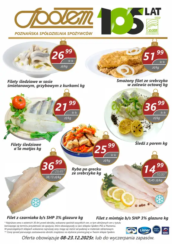 Społem - Blisko i Korzystnie - gazetka promocyjna Plakat promocyjny PSS Poznań od poniedziałku 08.12 do wtorku 23.12