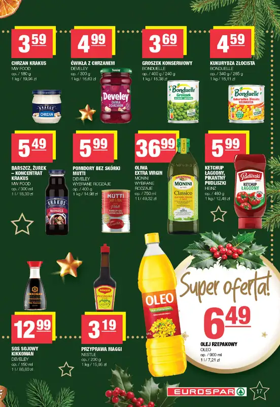 SPAR - gazetka promocyjna Gazetka Eurospar od poniedziałku 08.12 do wtorku 23.12 - strona 17