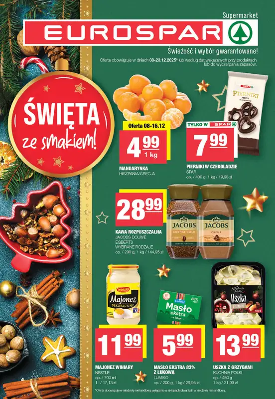 SPAR - gazetka promocyjna Gazetka Eurospar od poniedziałku 08.12 do wtorku 23.12