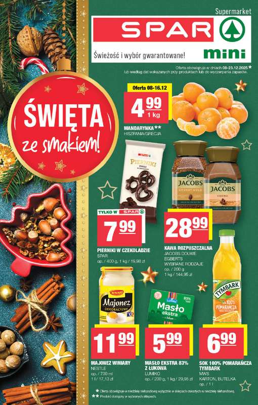 SPAR - gazetka promocyjna Gazetka Spar Mini od poniedziałku 08.12 do wtorku 23.12