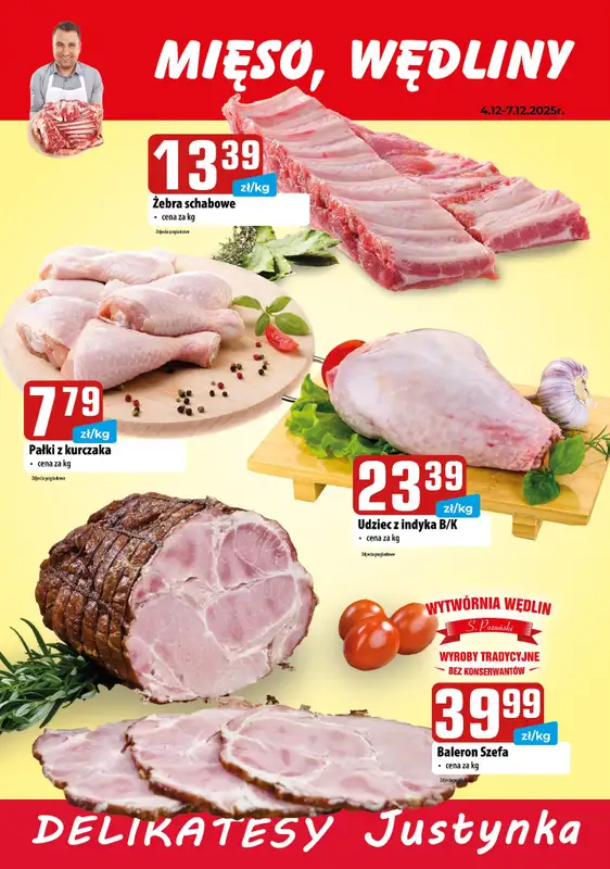 Delikatesy Justynka - gazetka promocyjna Gazetka od czwartku 04.12 do niedzieli 07.12