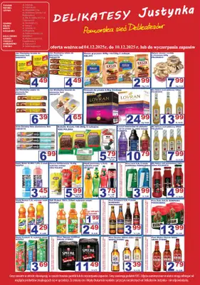 Delikatesy Justynka - gazetka promocyjna Gazetka od czwartku 04.12 do środy 10.12