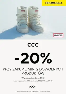 CCC - gazetka promocyjna -20% na zakupy przy zakupie min. 2 produktów od czwartku 04.12 do środy 17.12