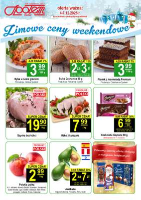 Społem - Blisko i Korzystnie - gazetka promocyjna Plakat promocyjny PSS Kalisz od czwartku 04.12 do niedzieli 07.12