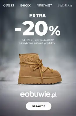 eobuwie.pl - gazetka promocyjna Extra -20% na wybrane zimowe buty od 329 zł od czwartku 04.12 do poniedziałku 08.12