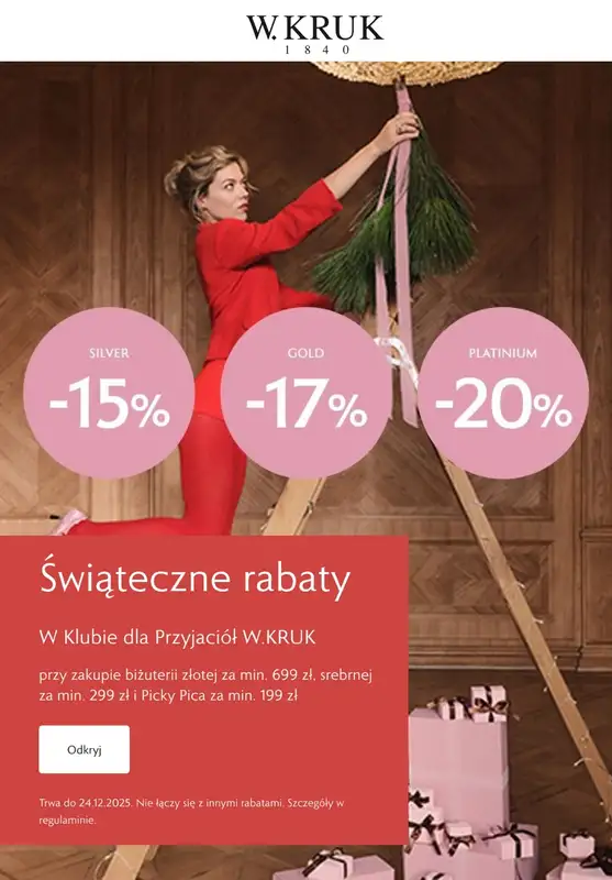 BEST SALE - gazetka promocyjna W.Kruk | Świąteczne rabaty! od czwartku 04.12 