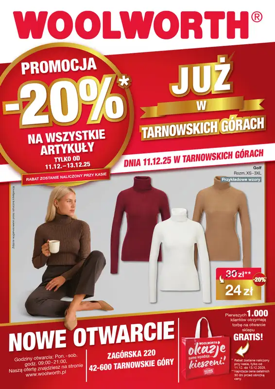 Woolworth - gazetka promocyjna WIELKIE OTWARCIE! TARNOWSKIE GÓRY, ul. Zagórska 220 od czwartku 11.12 do soboty 13.12